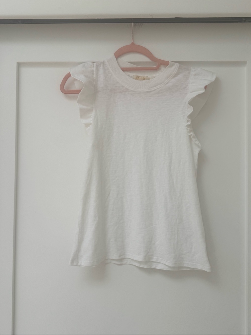 Nation LTD White Ruffle Sleeve Tank Top
